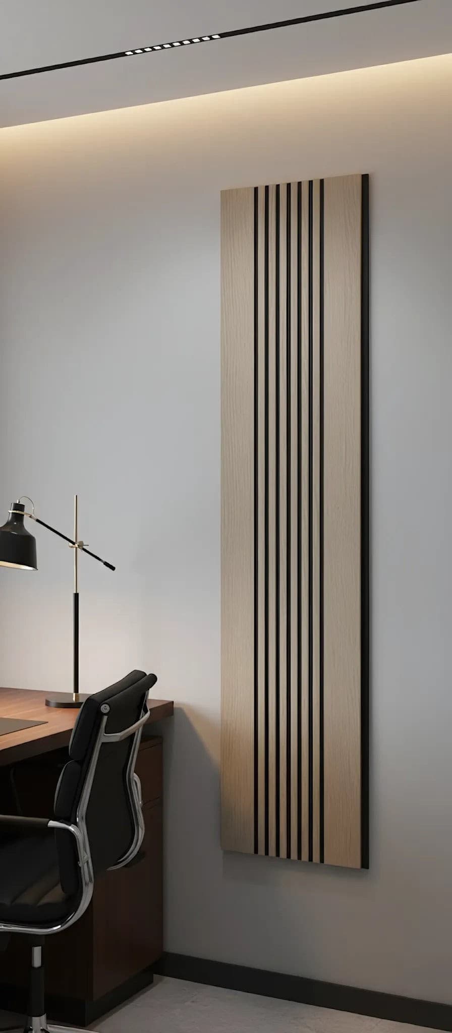 Panou riflaj decorativ Vertical Line S1DV-01 - nuc închis cu accente negre