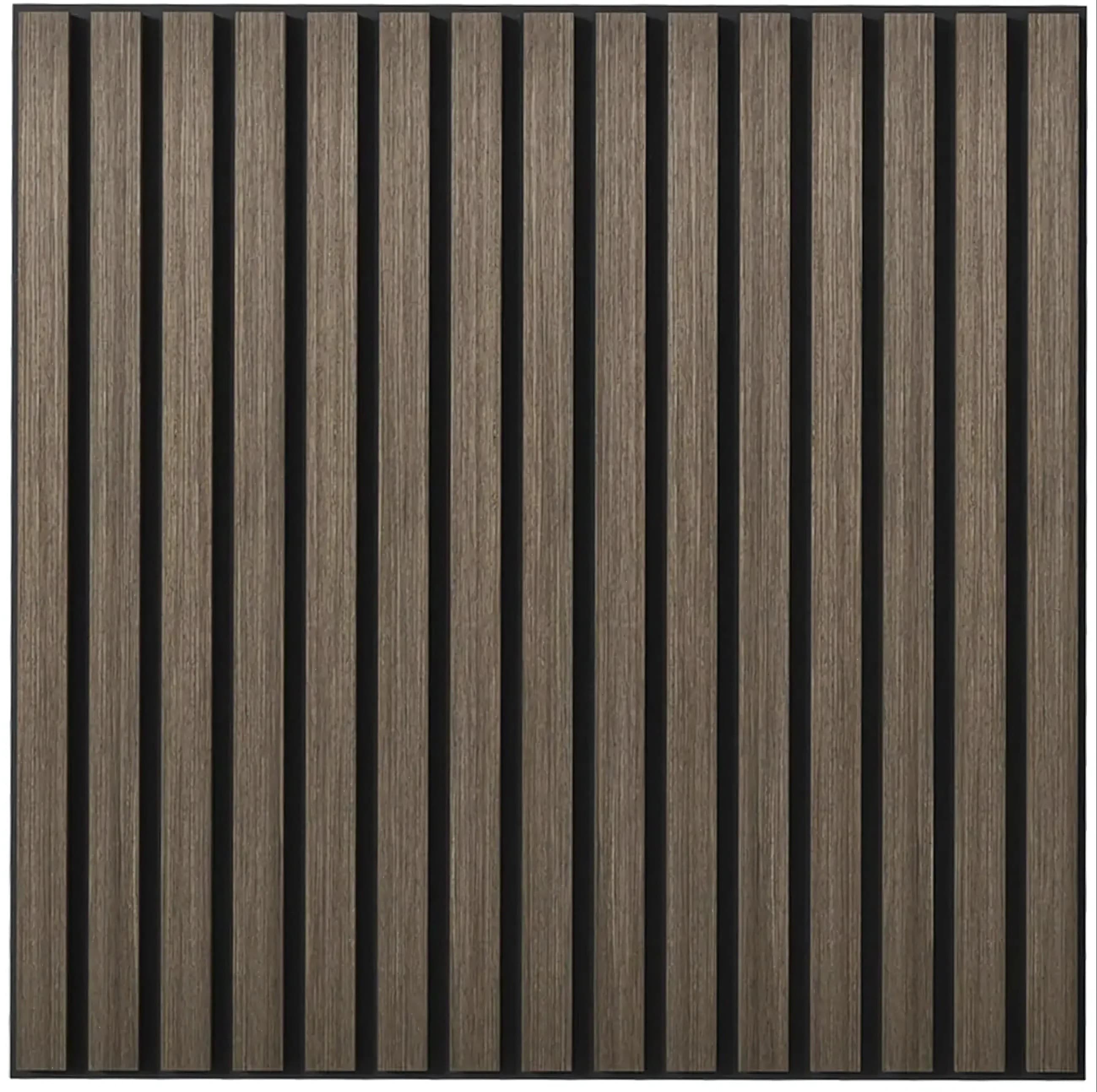 Panou riflaj decorativ XYPT-13 - lamele verticale nuc închis pe bază neagră