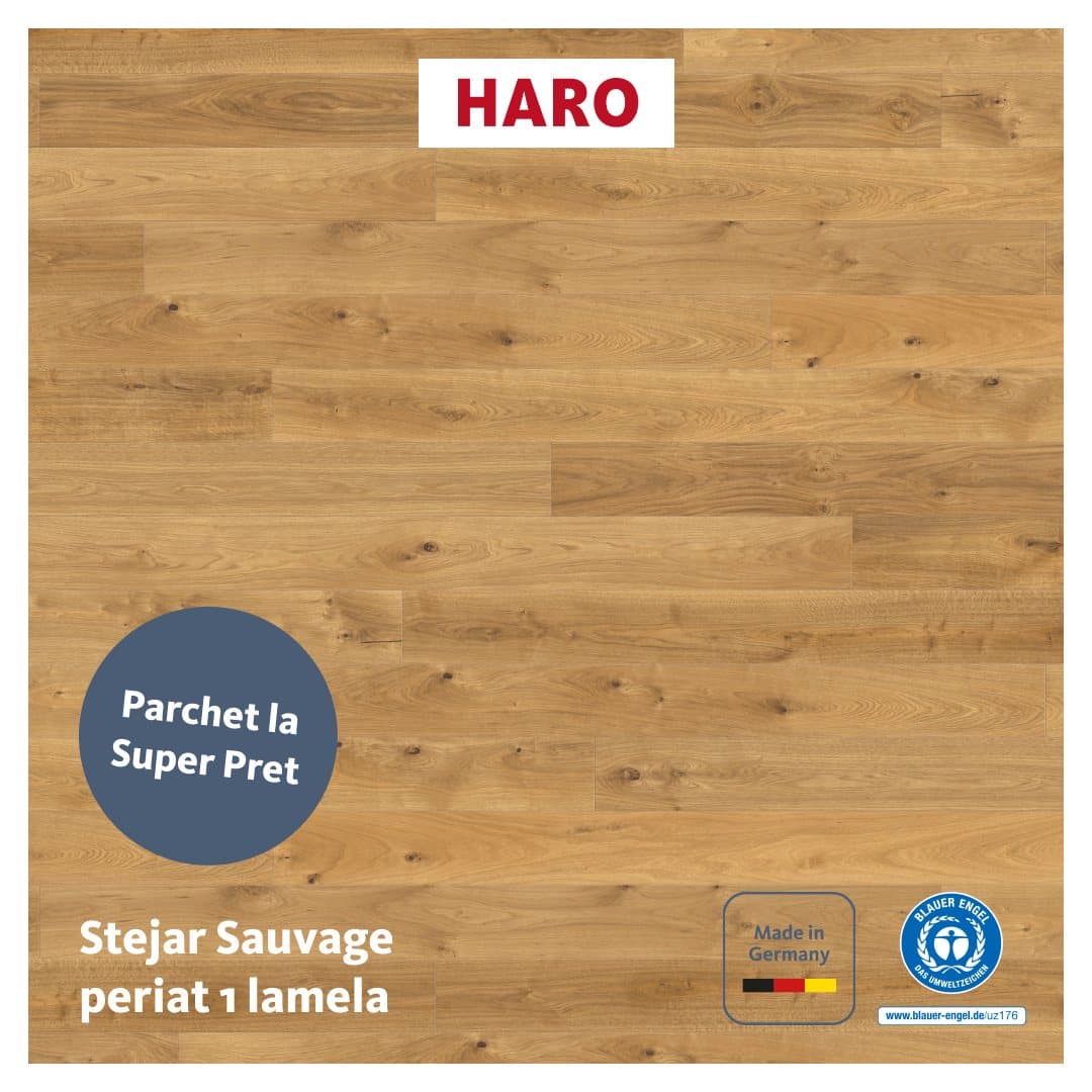 Parchet triplustratificat HARO stejar Sauvage periat 1 lamelă 549132 NaturaLin plus - Limited Edition