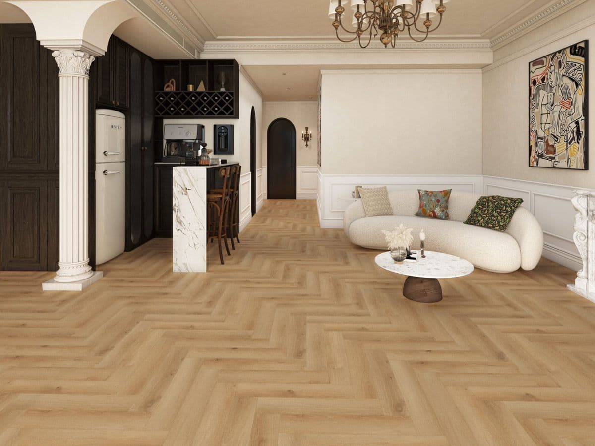 Pardoseală SPC Herringbone Perfection  S2654 5 + 1 mm - montat într-o cameră