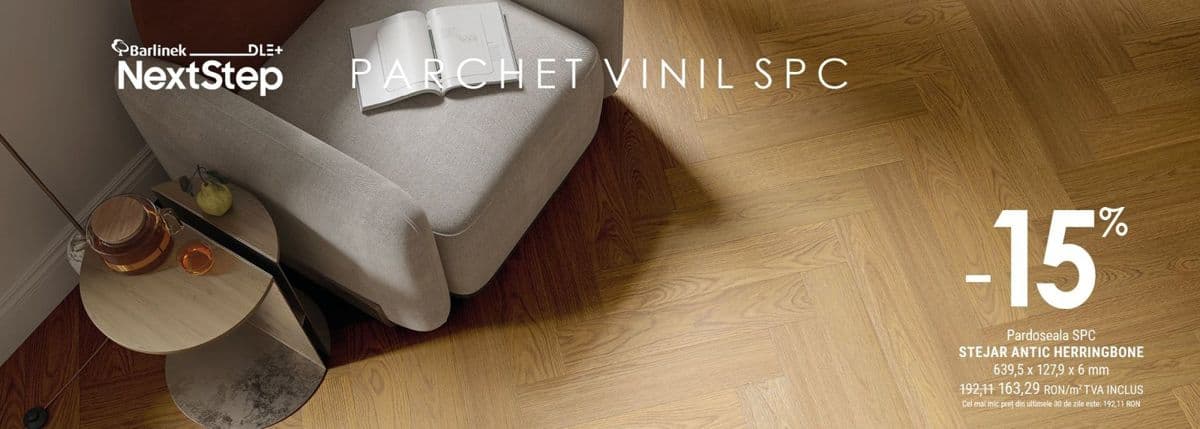 Pardoseală SPC Barlinek Large Herringbone Stejar Antic 5mm
