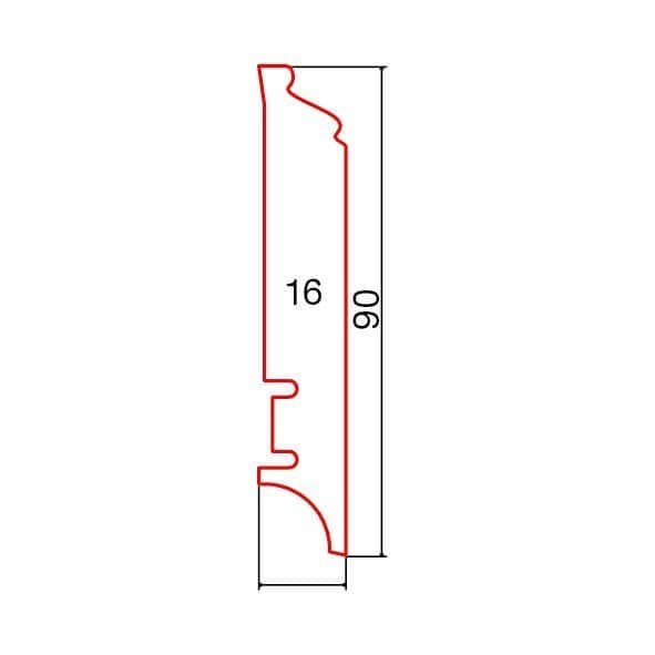 Plintă triplustratificat Barlinek albă lăcuită P90, 90 mm