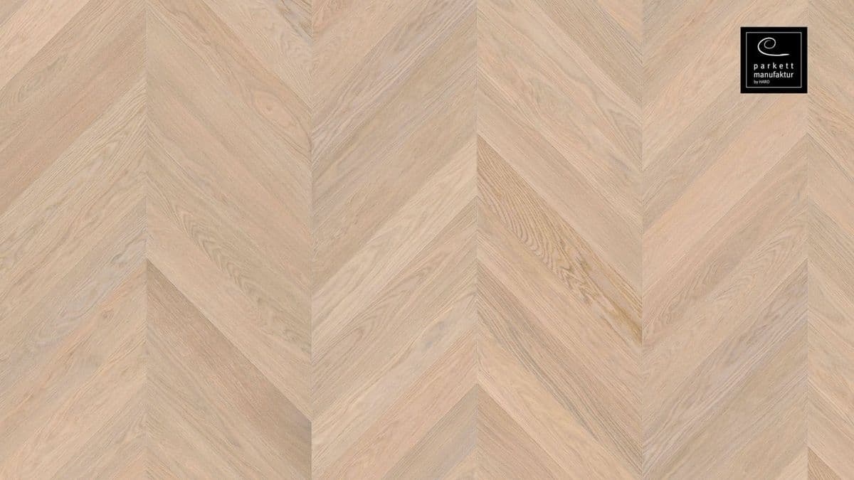 Parchet dublustratificat Chevron 4V stejar albit periat - 548517 - HARO manufactura