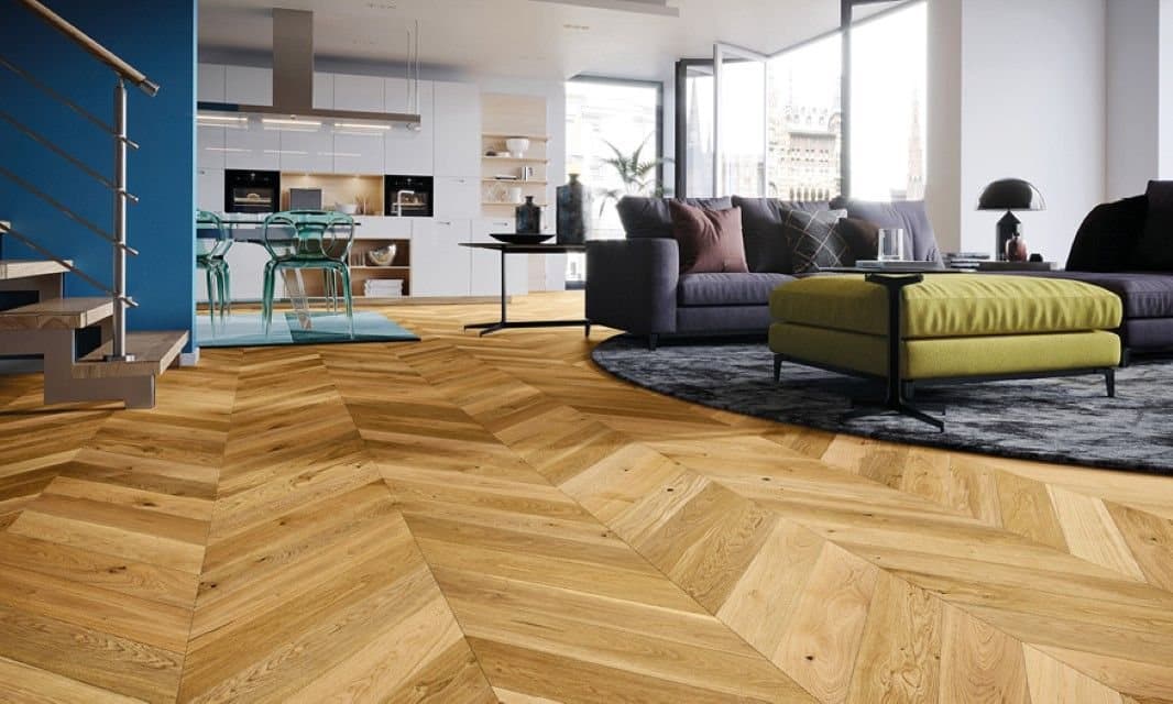 Parchet triplustratificat Barlinek Stejar Caramel Chevron 130