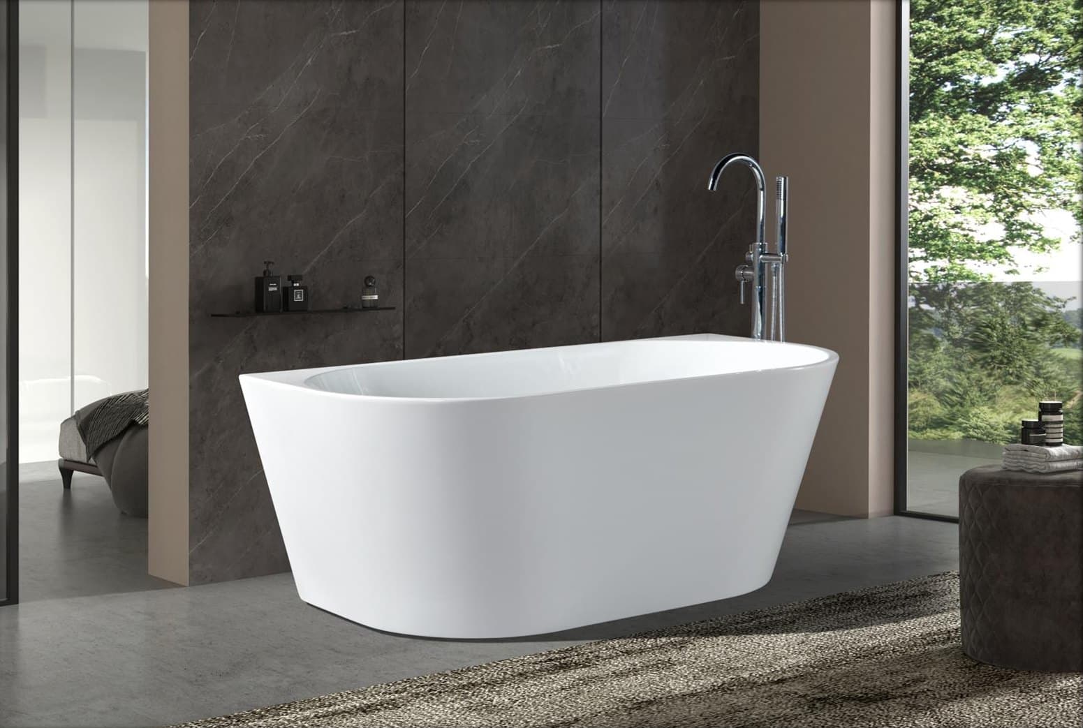 Cadă freestanding Rona MC02-1, ovală, lipită de perete