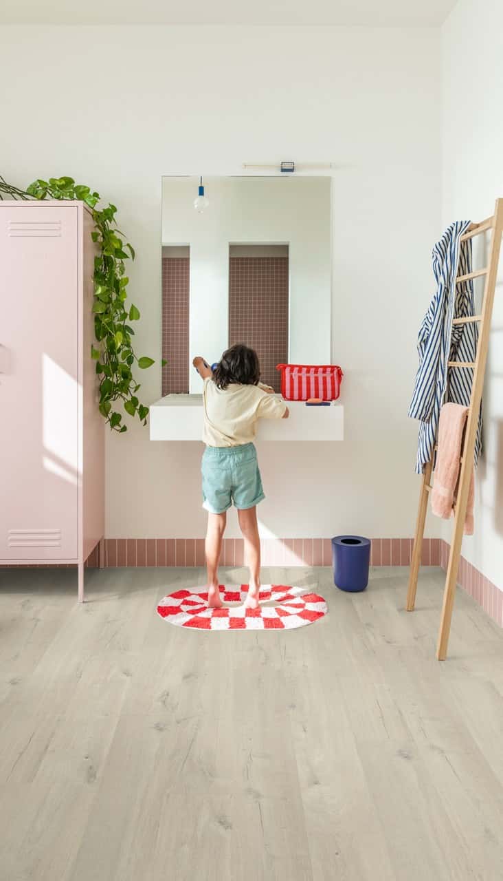 Stejar cotton blush, albit - montat într-o cameră