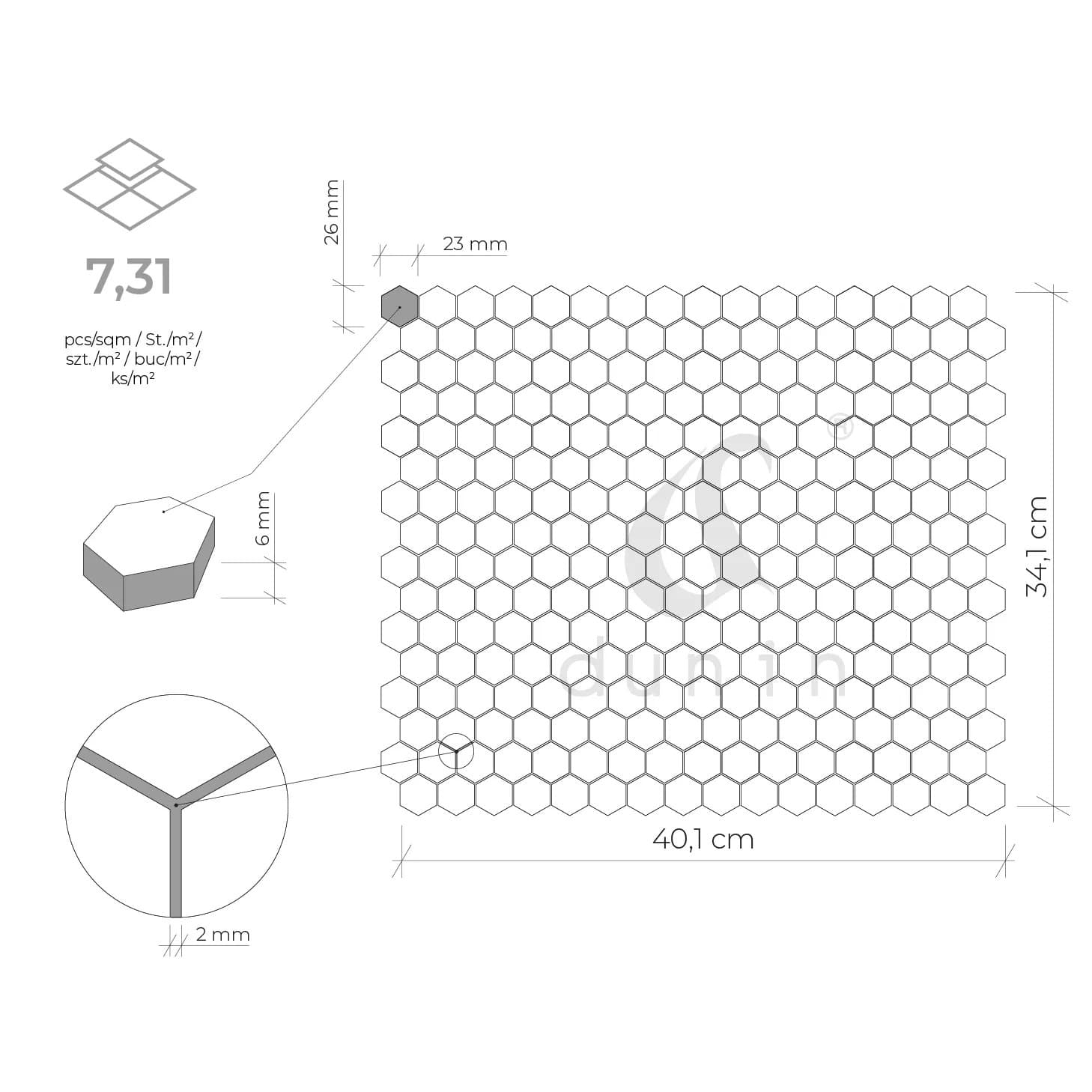 Mini Hexagon Doublehex Black matt - poza 5