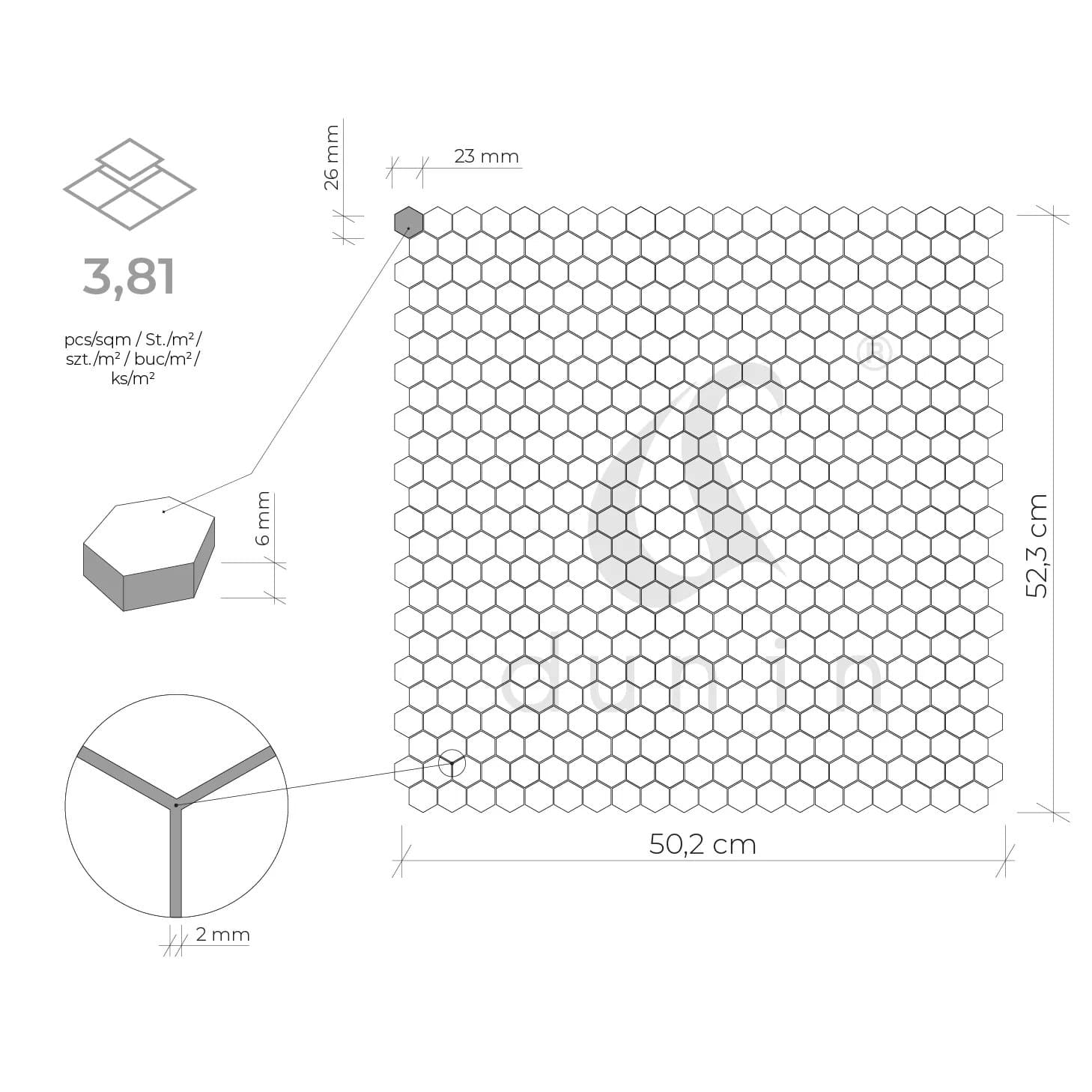 Mini Hexagon Rombdance Black matt - poza 4