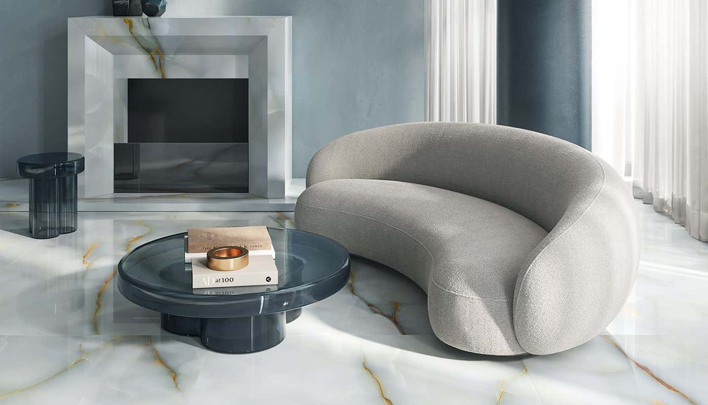 Tele di Marmo Pure Onyx Onyx Turchese - montată într-o cameră