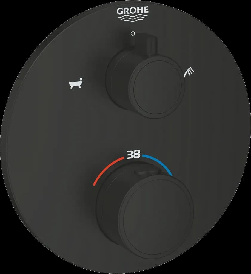 GROHE Grohtherm Unitate de mixare cu termostat pentru cadă cu 2 ieșiri cu ventil de închidere/deviere integrat