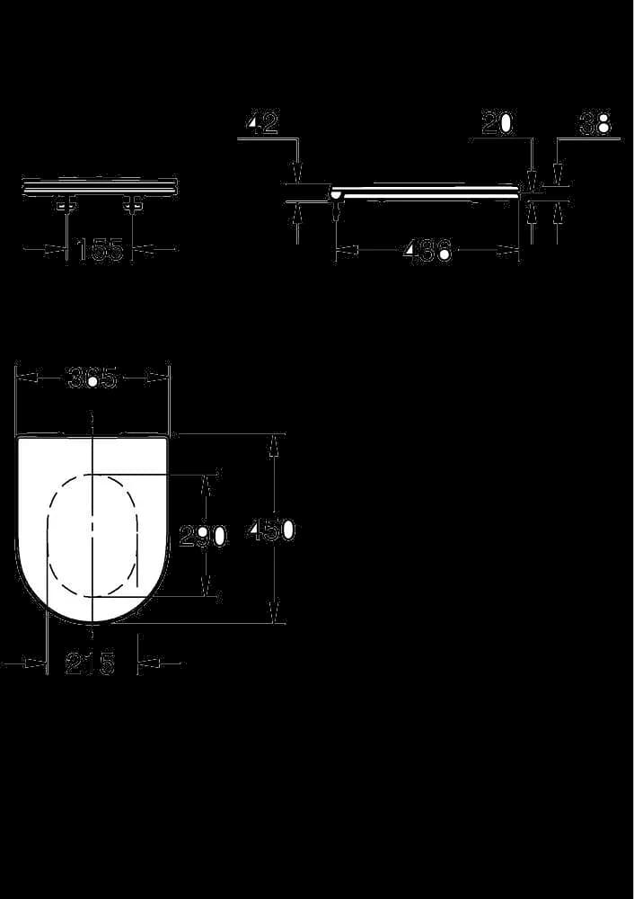 GROHE Euro Ceramic Colac vas WC cu închidere lentă - desen tehnic cu cote