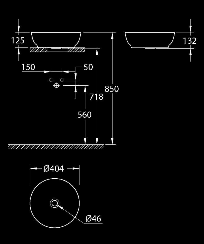 GROHE Essence Lavoar tip bol 40 - desen tehnic cu cote