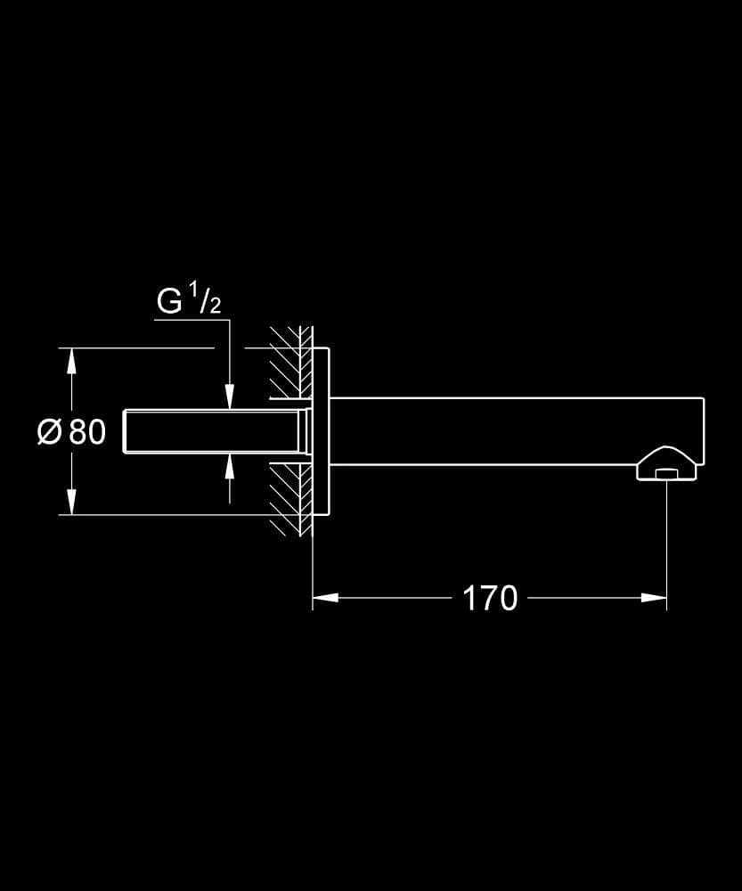 GROHE Concetto Pipă cadă - desen tehnic cu cote