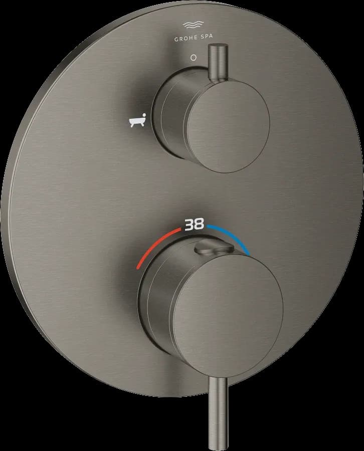 GROHE Atrio Unitate de mixare cu termostat pentru cadă cu 2 ieșiri cu ventil de închidere/deviere integrat - finisaj Antracit - Brushed Hard Graphite