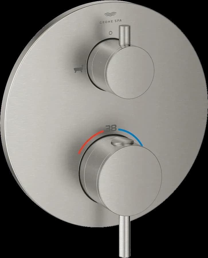 GROHE Atrio Unitate de mixare cu termostat pentru cadă cu 2 ieșiri cu ventil de închidere/deviere integrat - finisaj Supersteel Infinity