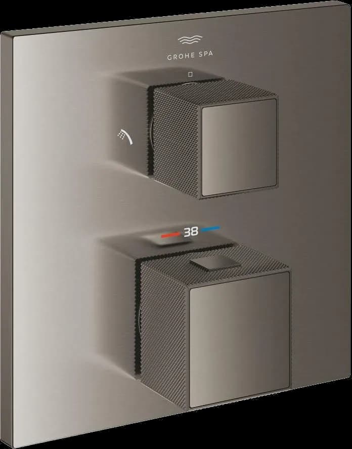 GROHE Allure Brilliant Unitate de mixare cu termostat pentru duș cu 2 ieșiri cu ventil de închidere/deviere integrat - finisaj Antracit - Brushed Hard Graphite