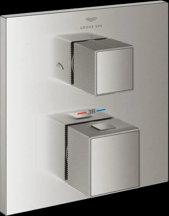 GROHE Allure Brilliant Unitate de mixare cu termostat pentru duș cu 2 ieșiri cu ventil de închidere/deviere integrat - finisaj Supersteel Infinity