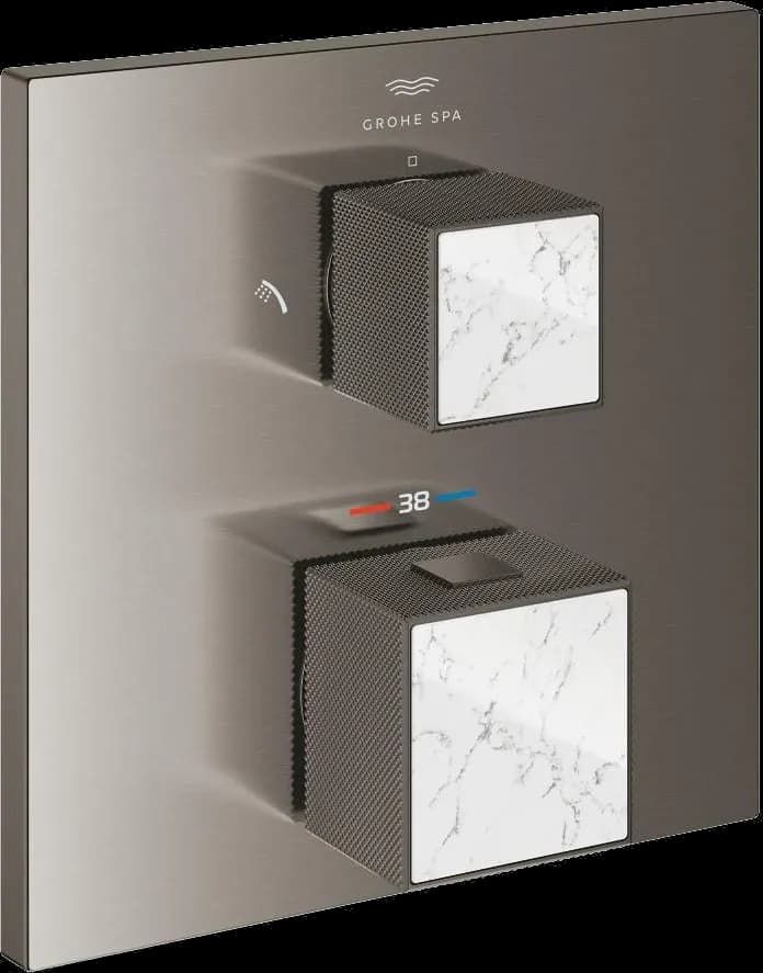 GROHE Allure Brilliant Unitate de mixare cu termostat pentru duș cu 2 ieșiri cu ventil de închidere/deviere integrat