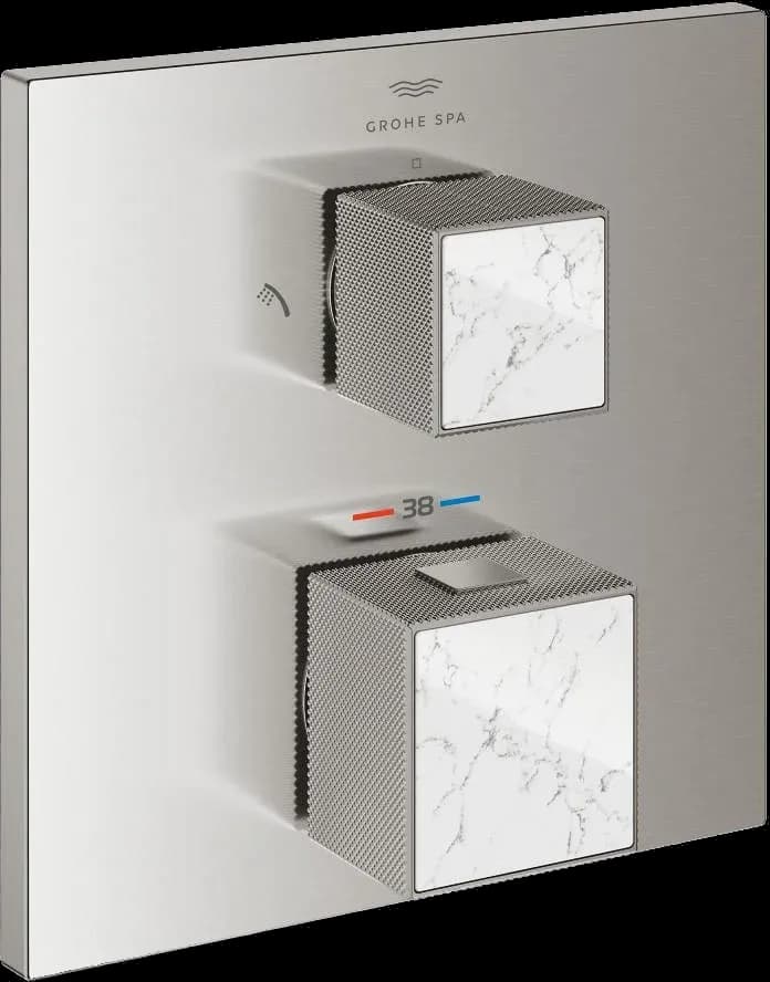 GROHE Allure Brilliant Unitate de mixare cu termostat pentru duș cu 2 ieșiri cu ventil de închidere/deviere integrat - finisaj Supersteel Infinity