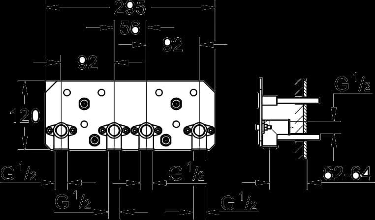 GROHE Rainshower Aqua 15 Set de instalare - desen tehnic cu cote