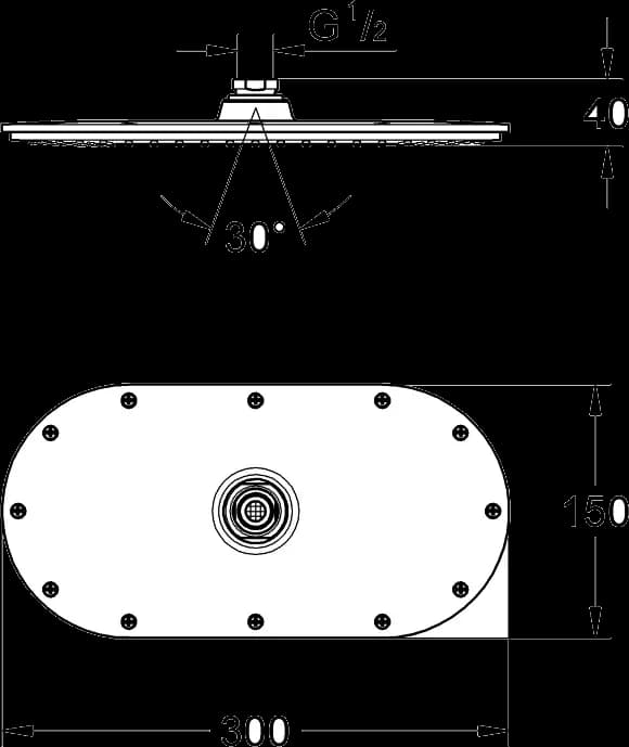GROHE Rainshower Veris 300 Duș fix 1 pulverizare - desen tehnic cu cote