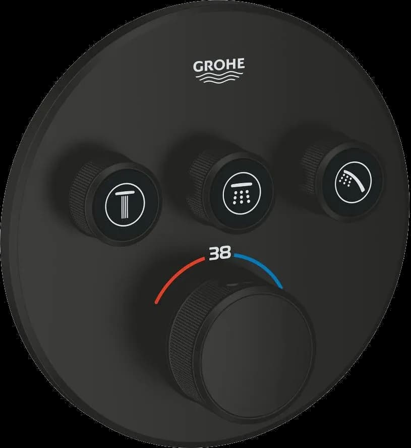 GROHE Grohtherm SmartControl Unitate de control cu termostat pentru instalare încastrată cu 3 ieșiri - finisaj Negru - Matt Black