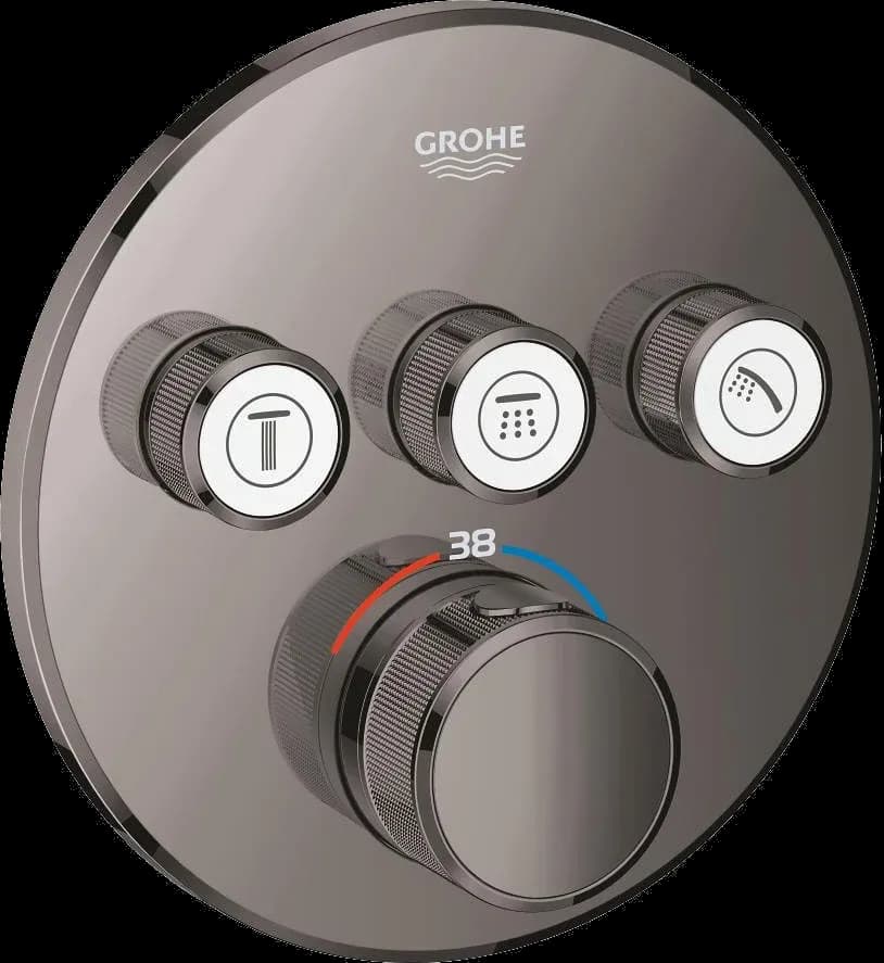 GROHE Grohtherm SmartControl Unitate de control cu termostat pentru instalare încastrată cu 3 ieșiri - finisaj Antracit - Hard Graphite