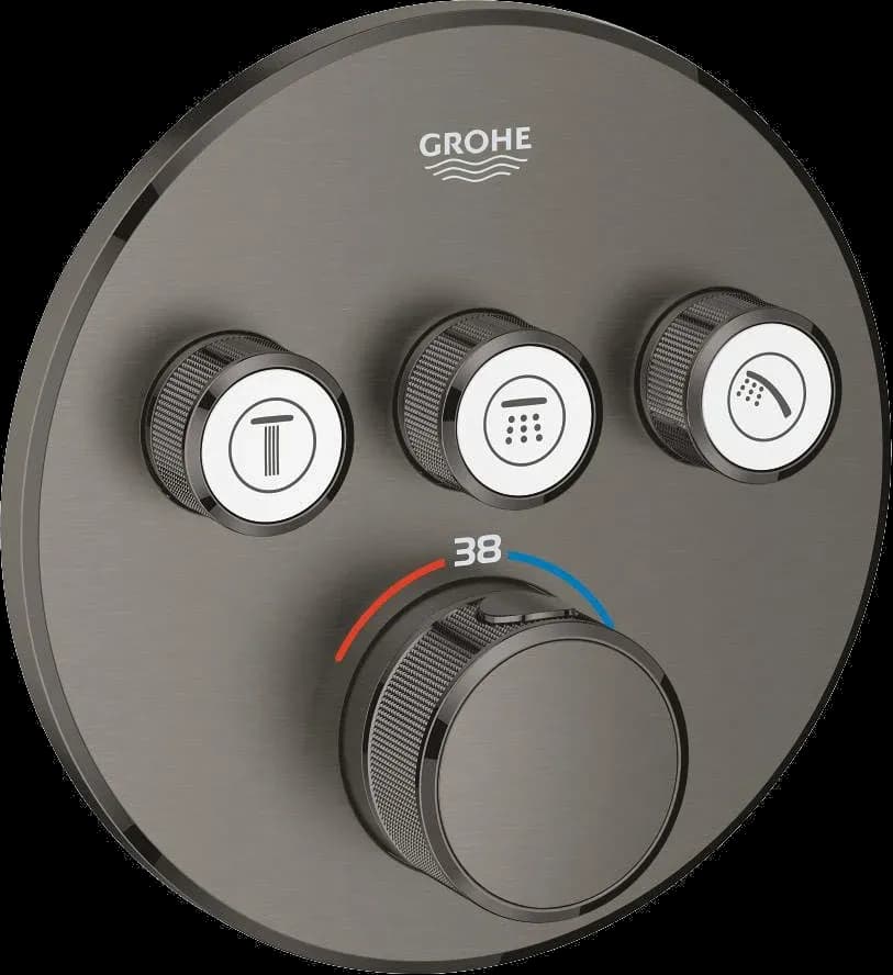 GROHE Grohtherm SmartControl Unitate de control cu termostat pentru instalare încastrată cu 3 ieșiri - finisaj Antracit - Brushed Hard Graphite