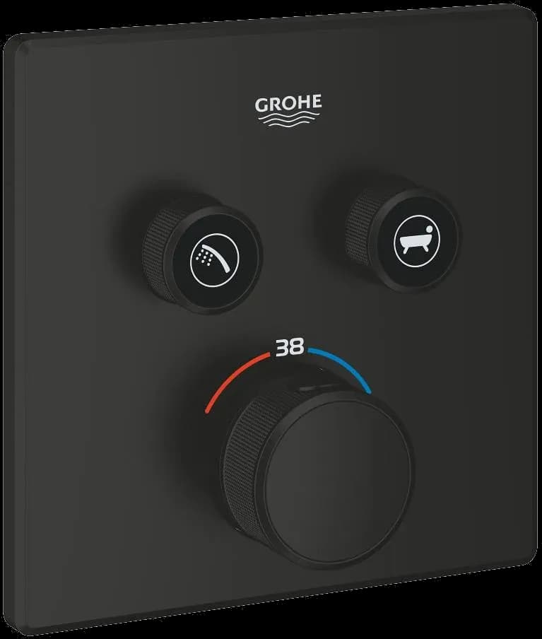 GROHE Grohtherm SmartControl Unitate de control cu termostat pentru instalare încastrată cu 2 ieșiri - finisaj Negru - Matt Black