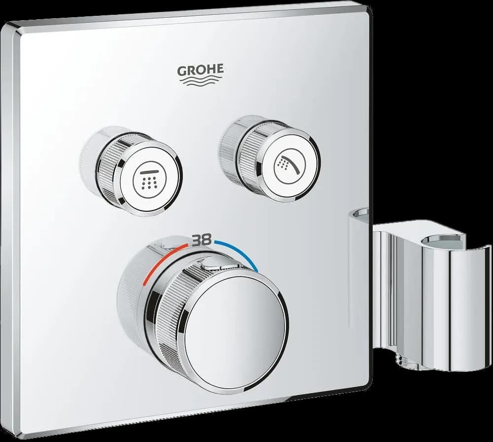 GROHE Grohtherm SmartControl Unitate de control cu termostat pentru instalare încastrată cu 2 ieșiri și suport integrat pentru pară