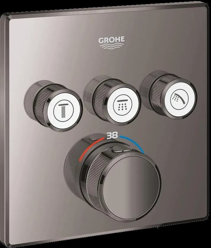 GROHE Grohtherm SmartControl Unitate de control cu termostat pentru instalare încastrată cu 3 ieșiri - finisaj Antracit - Hard Graphite