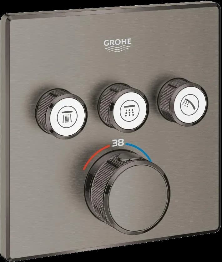 GROHE Grohtherm SmartControl Unitate de control cu termostat pentru instalare încastrată cu 3 ieșiri - finisaj Antracit - Brushed Hard Graphite