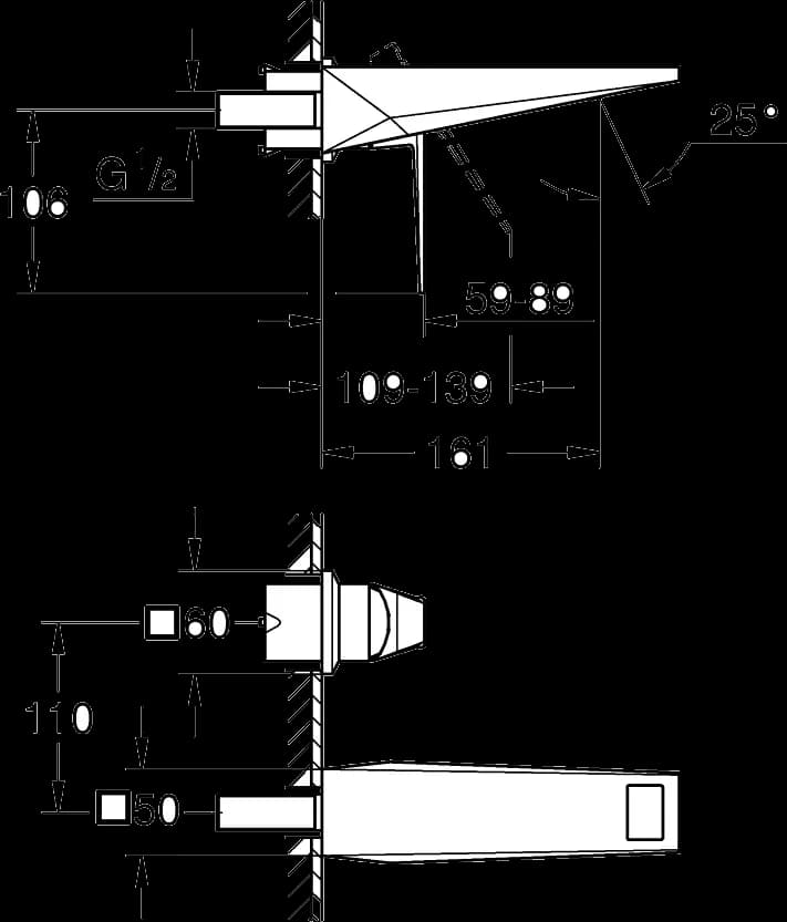 GROHE Allure Brilliant Baterie lavoar cu 2 găuri Mărimea M - desen tehnic cu cote
