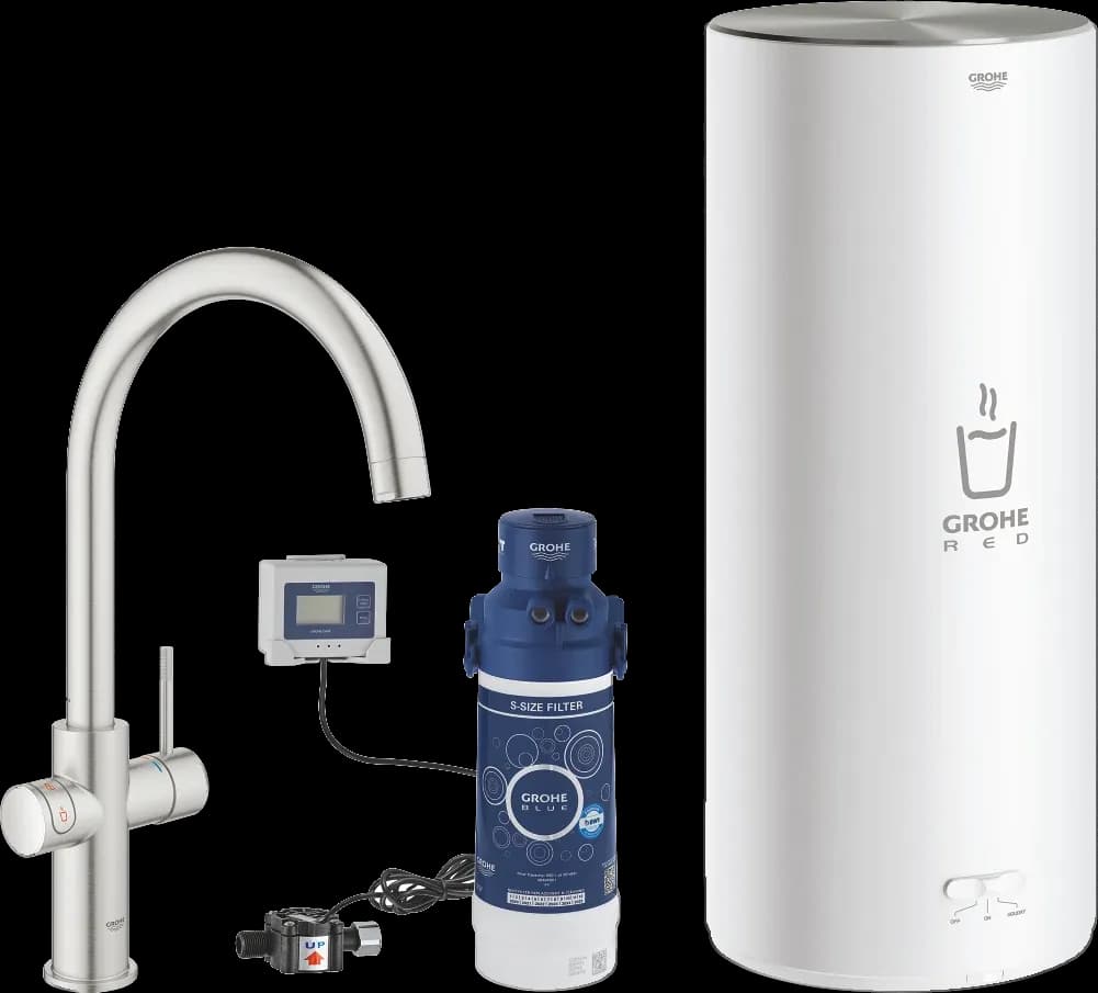 GROHE Red Duo Baterie și boiler mărimea L - finisaj Supersteel Infinity