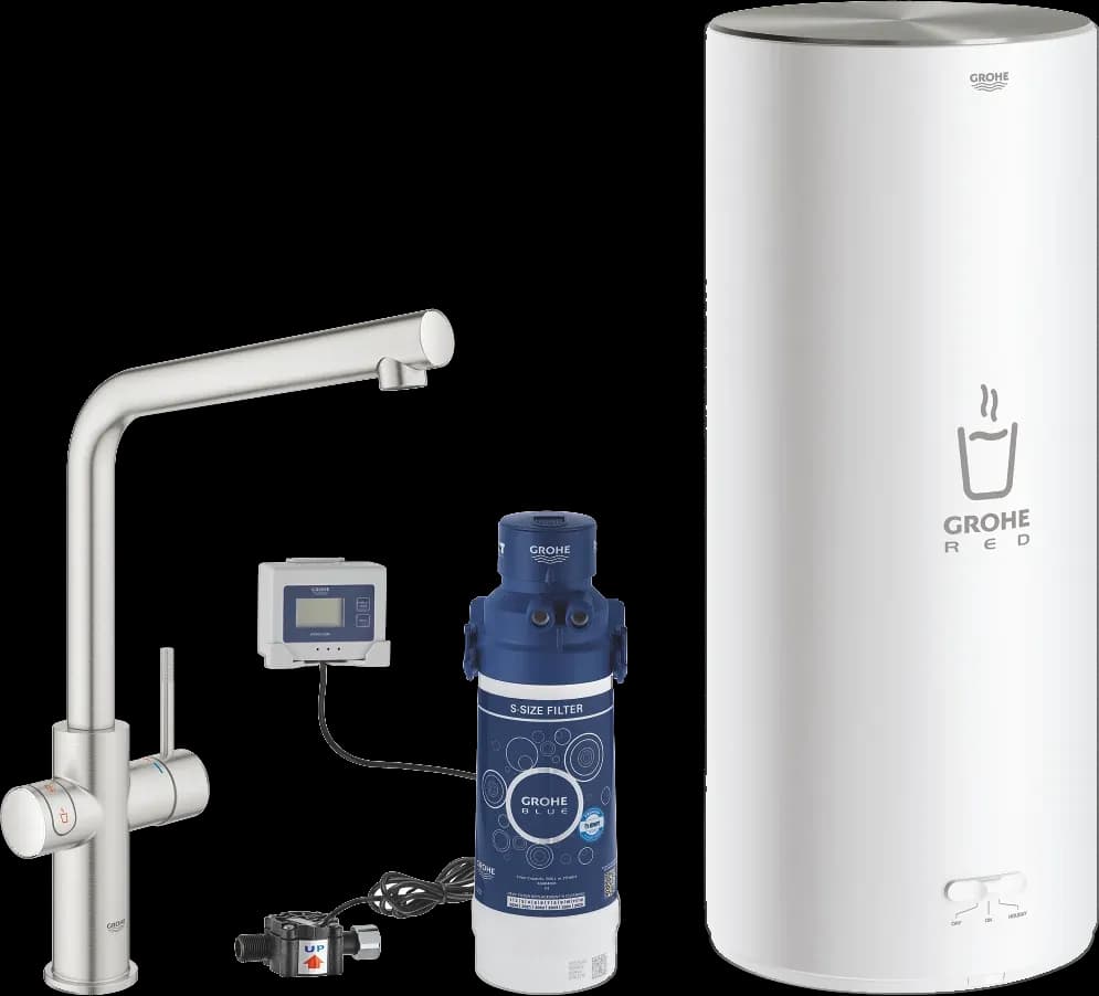 GROHE Red Duo Baterie și boiler mărimea L - finisaj Supersteel Infinity