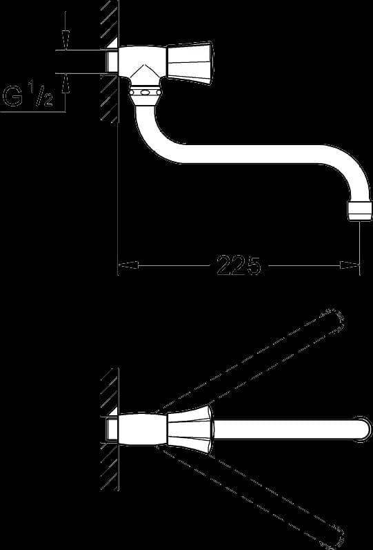 GROHE Costa L Ventil de golire 1/2" - desen tehnic cu cote