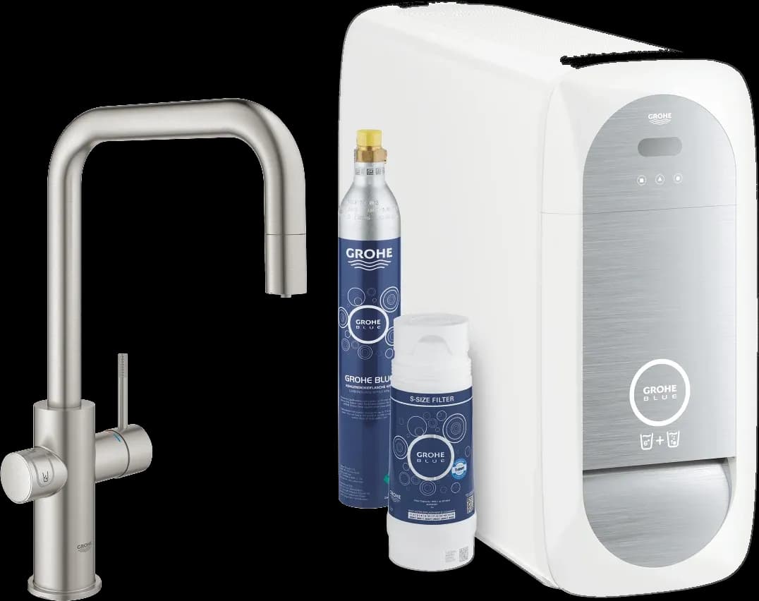 GROHE Blue Home Set de început cu pipă U și aerator extractibil - finisaj Supersteel Infinity