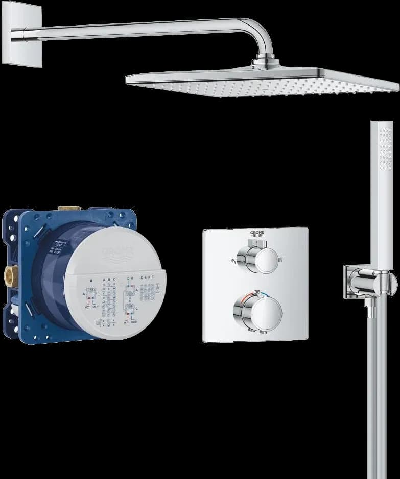 GROHE Precision Thermostat Sistem de duș încastrat cu Vitalio Rain Mono 310 Cube
