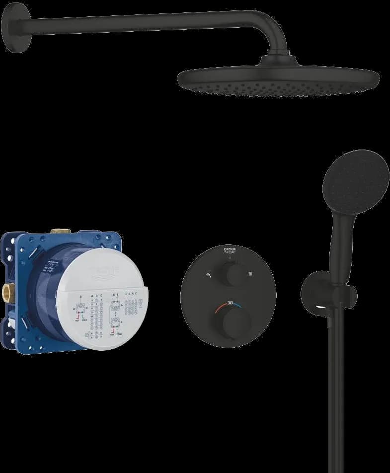 GROHE Precision Thermostat Sistem de duș încastrat cu Vitalio Start 250 - finisaj Negru - Matt Black