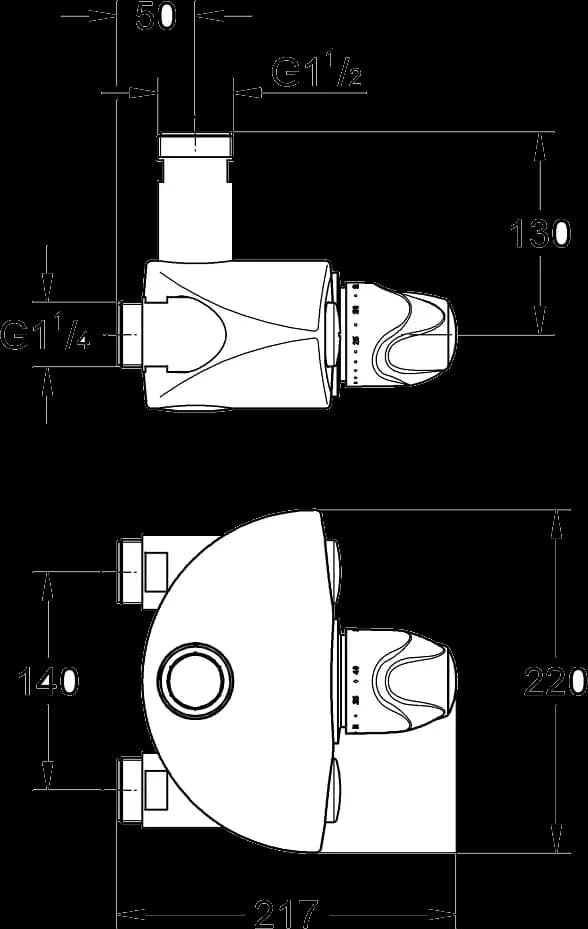 GROHE Grohtherm XL Baterie termostatată 1" - desen tehnic cu cote