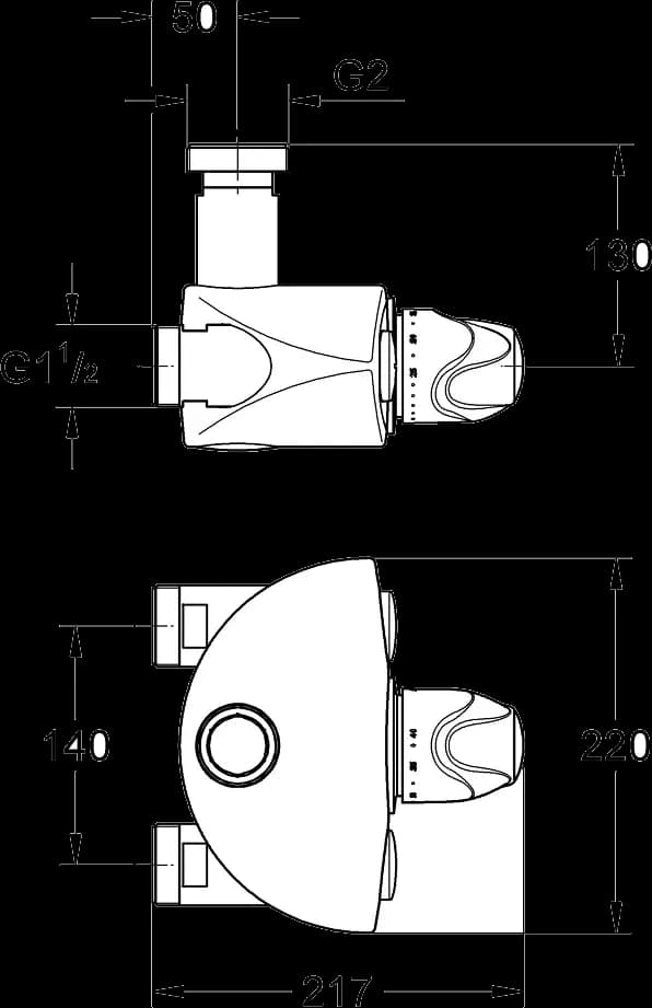 GROHE Grohtherm XL Baterie termostatată 1 1/4" - desen tehnic cu cote