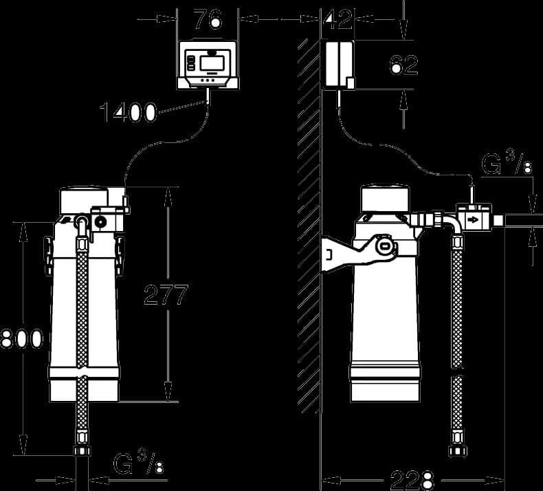 GROHE Blue Set de început cu filtru mărimea S - desen tehnic cu cote