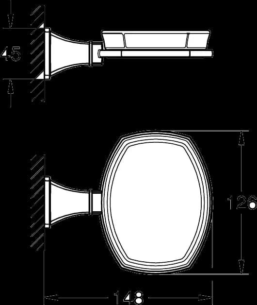 GROHE Grandera Suport cu savonieră ceramică - desen tehnic cu cote