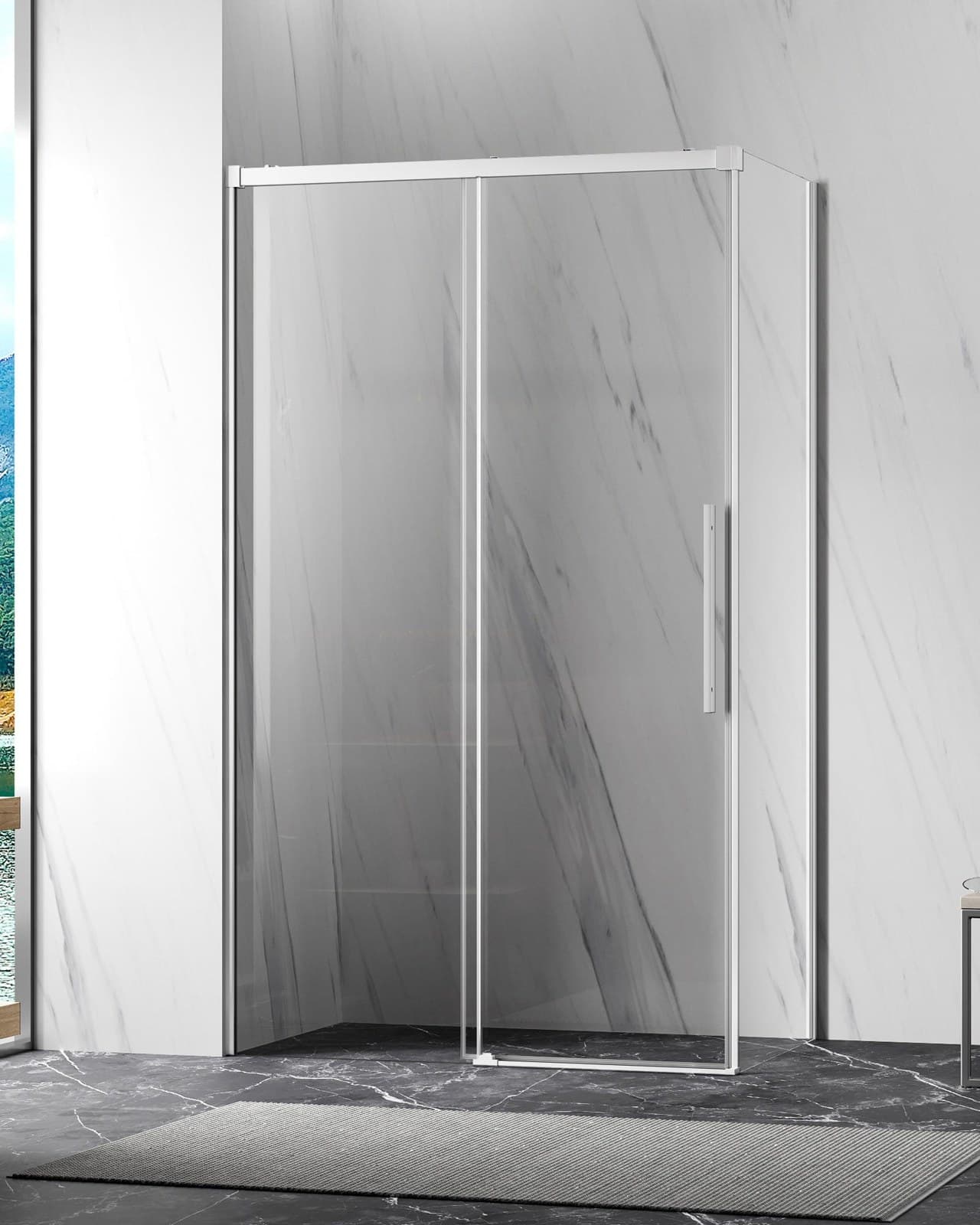 Cabină de duș colț culisant cu sticlă NANO 8mm soft-close 120×80 cm - montat