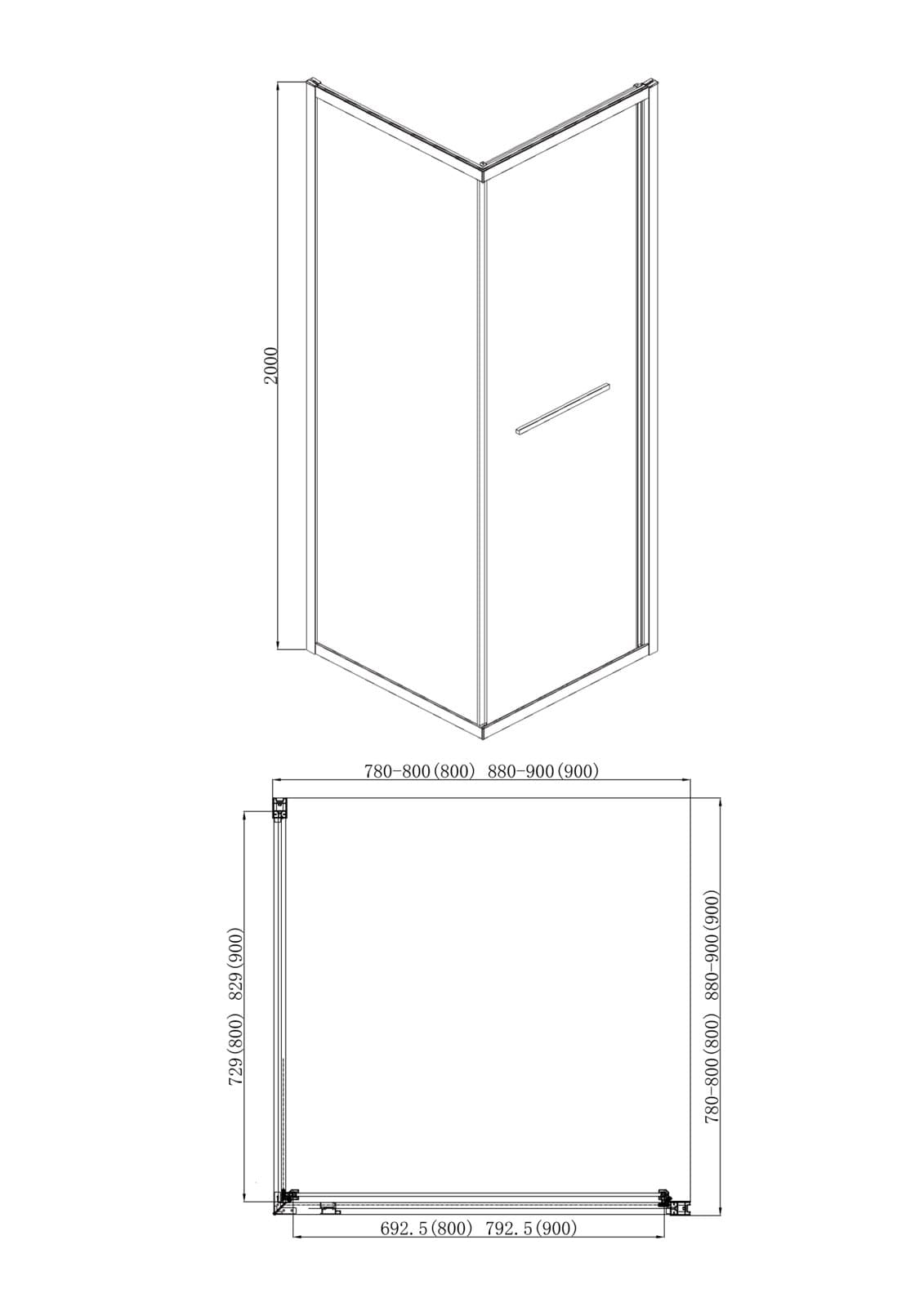 Cabină de duș colț minimalist reversibil sticla NANO 6 mm