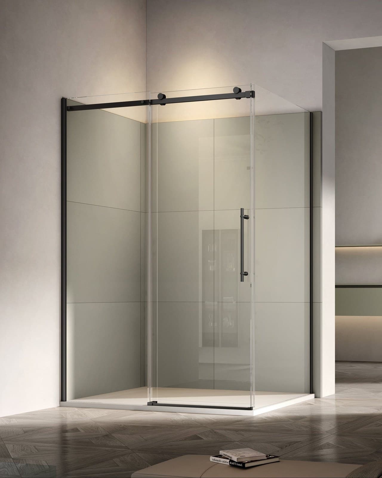 Cabină de duș walk-in culisant cu soft-close sticlă NANO 8 mm 120×80 cm - montat