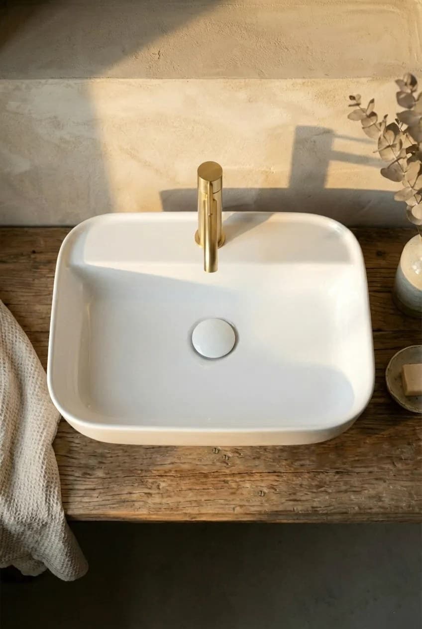 Lavoar ceramic dreptunghiular A422B - alb lucios - montat