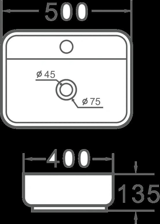Lavoar ceramic dreptunghiular A422B - alb lucios