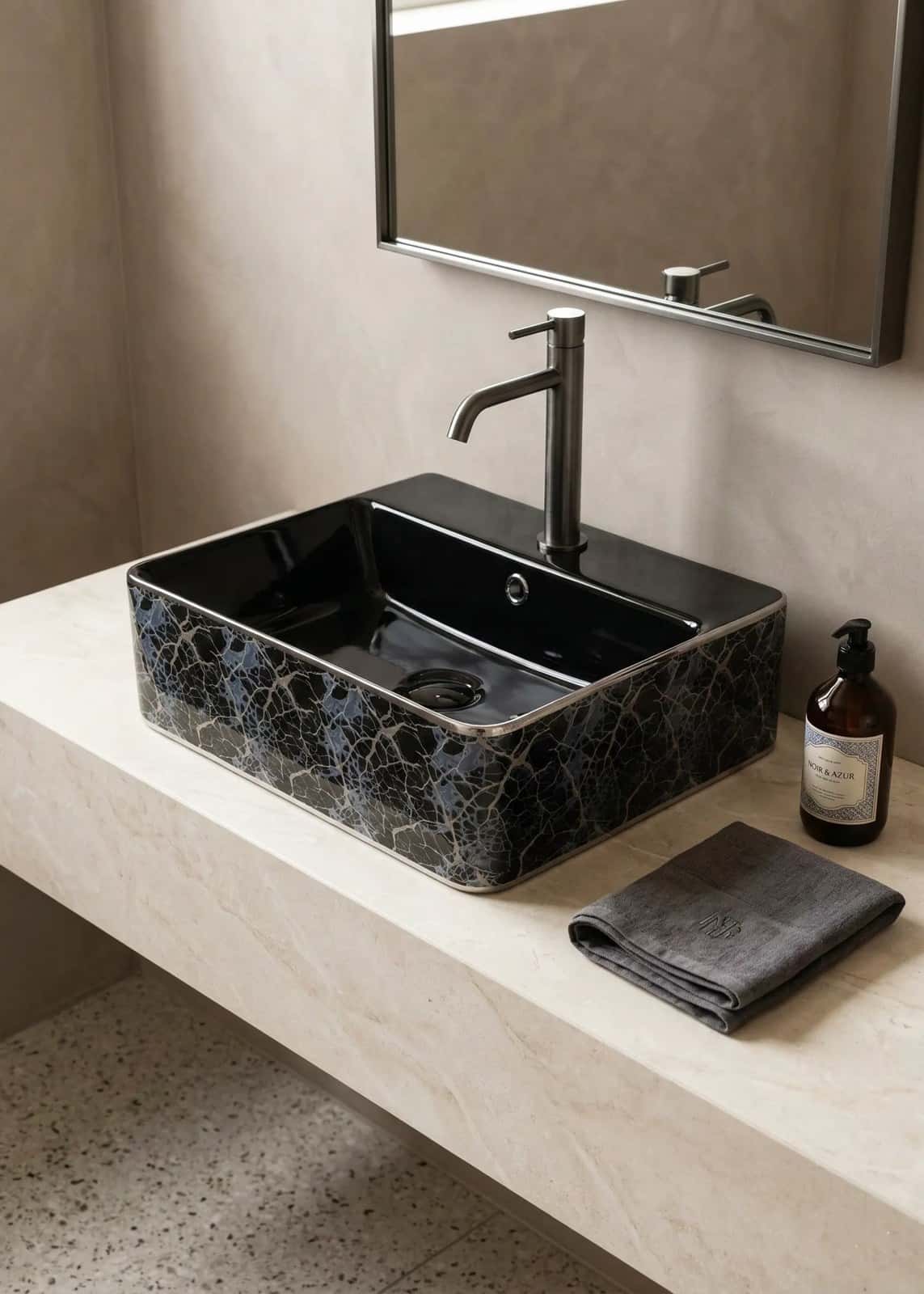 Lavoar ceramic dreptunghiular A449-KS264CBK - montat