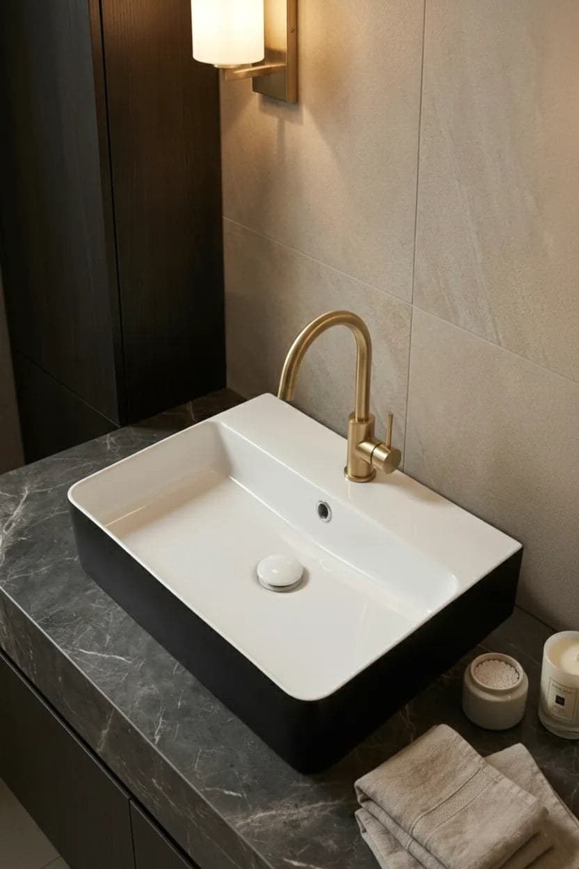 Lavoar ceramic dreptunghiular A451-CBKW - montat
